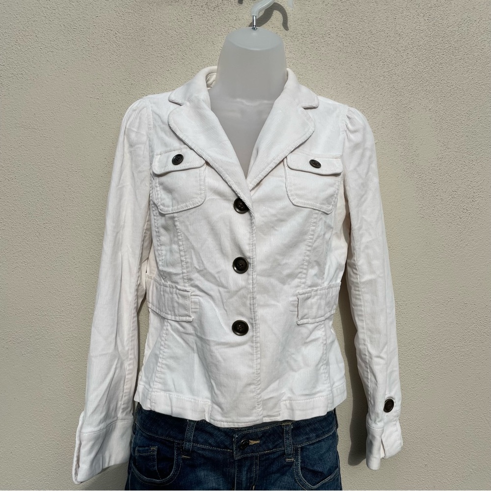 LOFT White Utility Jacket with Button Details